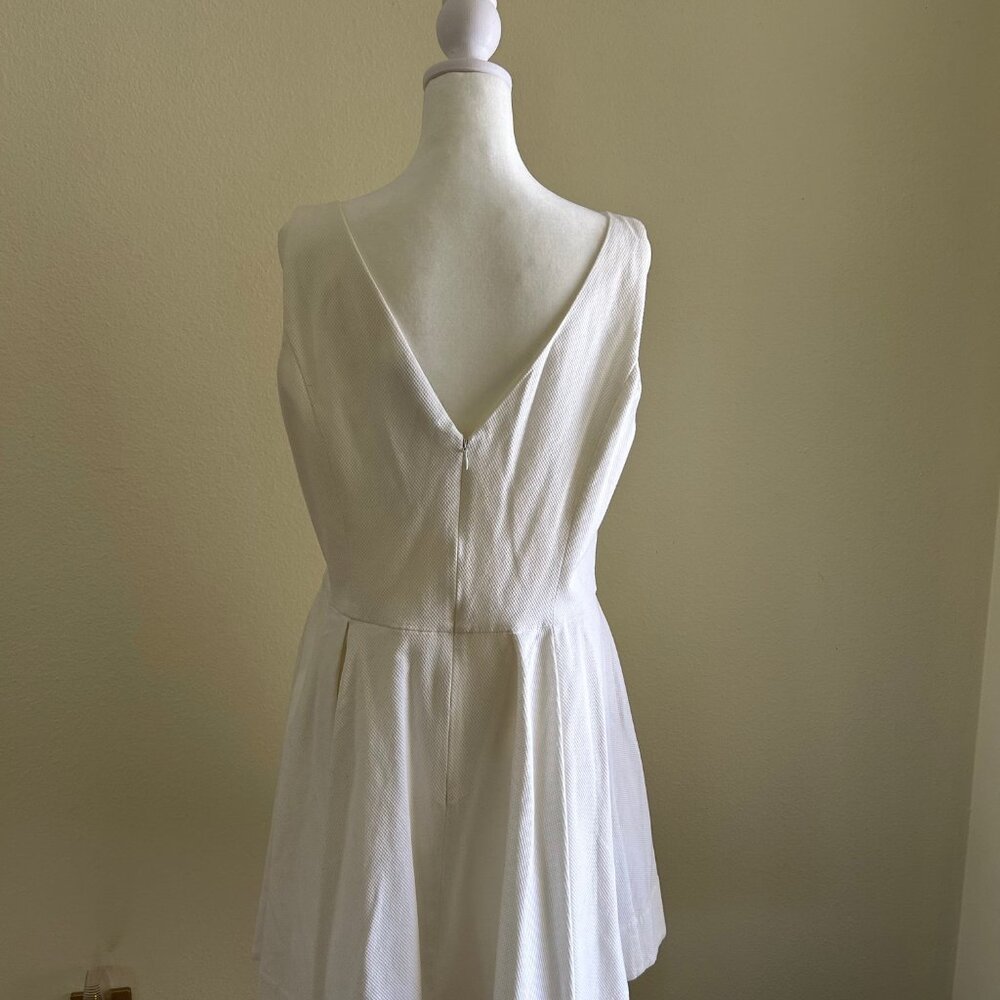 Ralph Lauren White Cotton Pique Fit & Flare Dress Nautical A-Line 14 Coastal - Picture 7 of 8